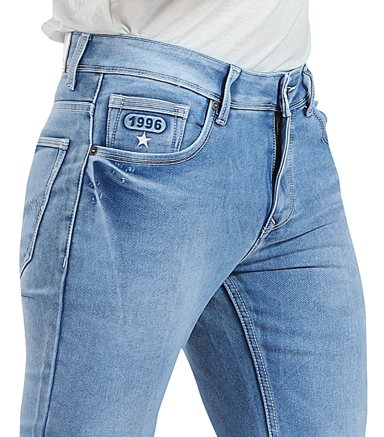 Men's Slim Fit Ankle Length Light Blue Stretchable Denim Jeans 457