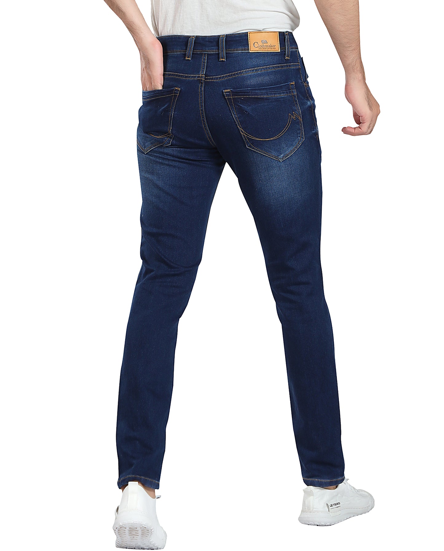 Men's Slim Fit Ankle Length Dark Blue Stretchable Denim Jeans 460