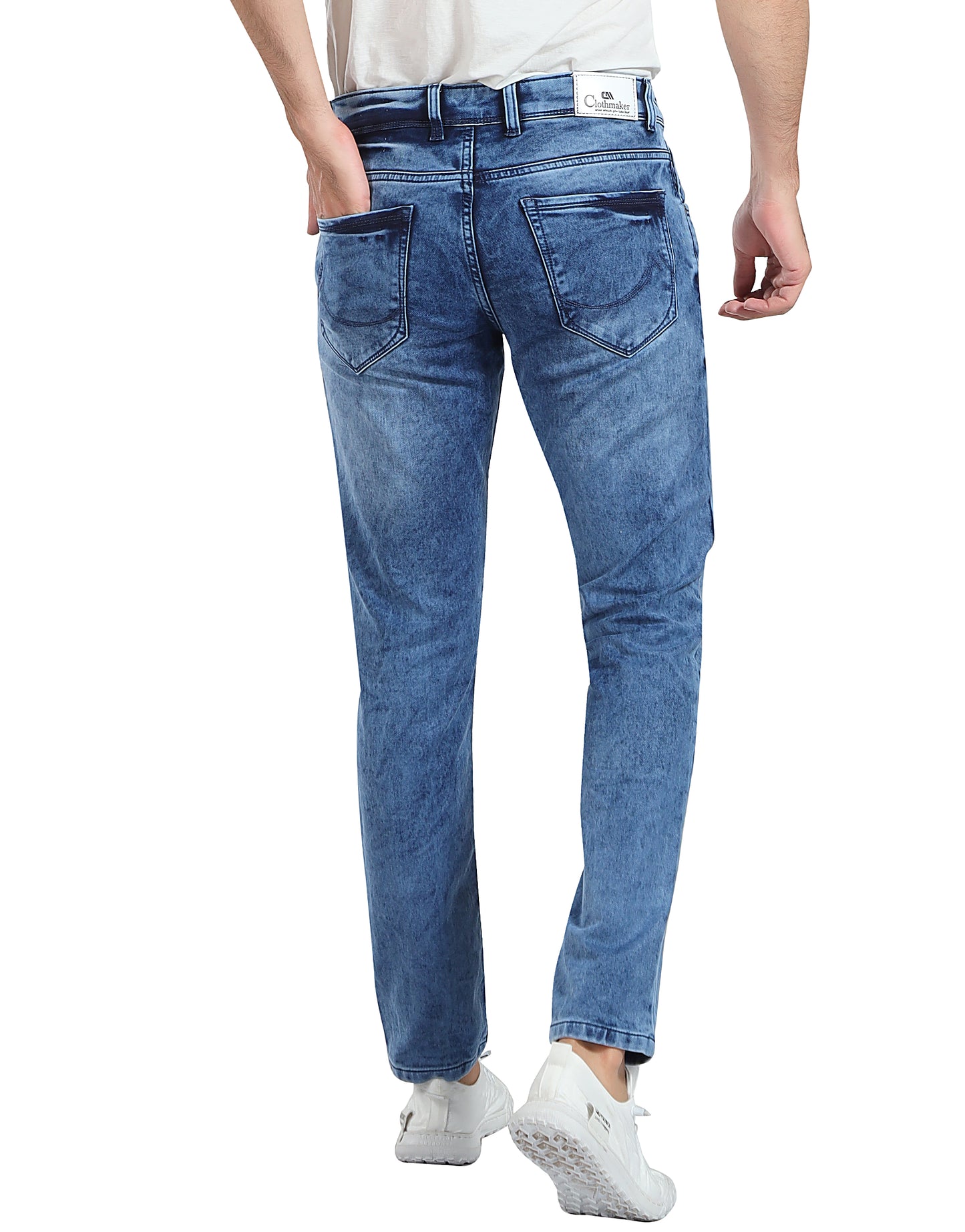 Men's Slim Fit Ankle Length Sky Blue Stretchable Denim Jeans 470