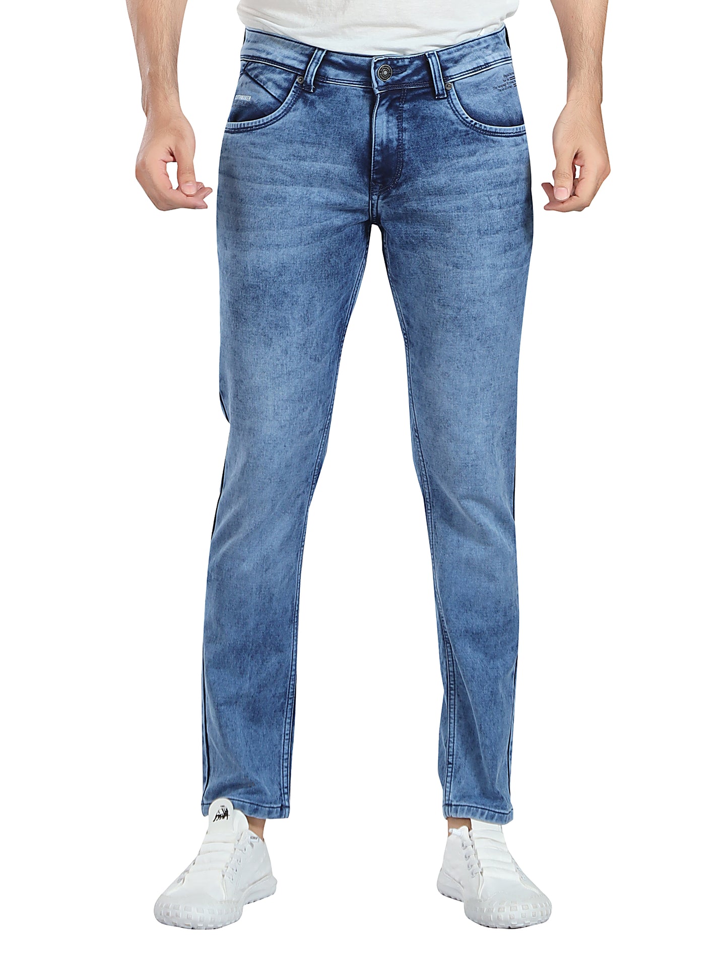 Men's Slim Fit Ankle Length Sky Blue Stretchable Denim Jeans 470