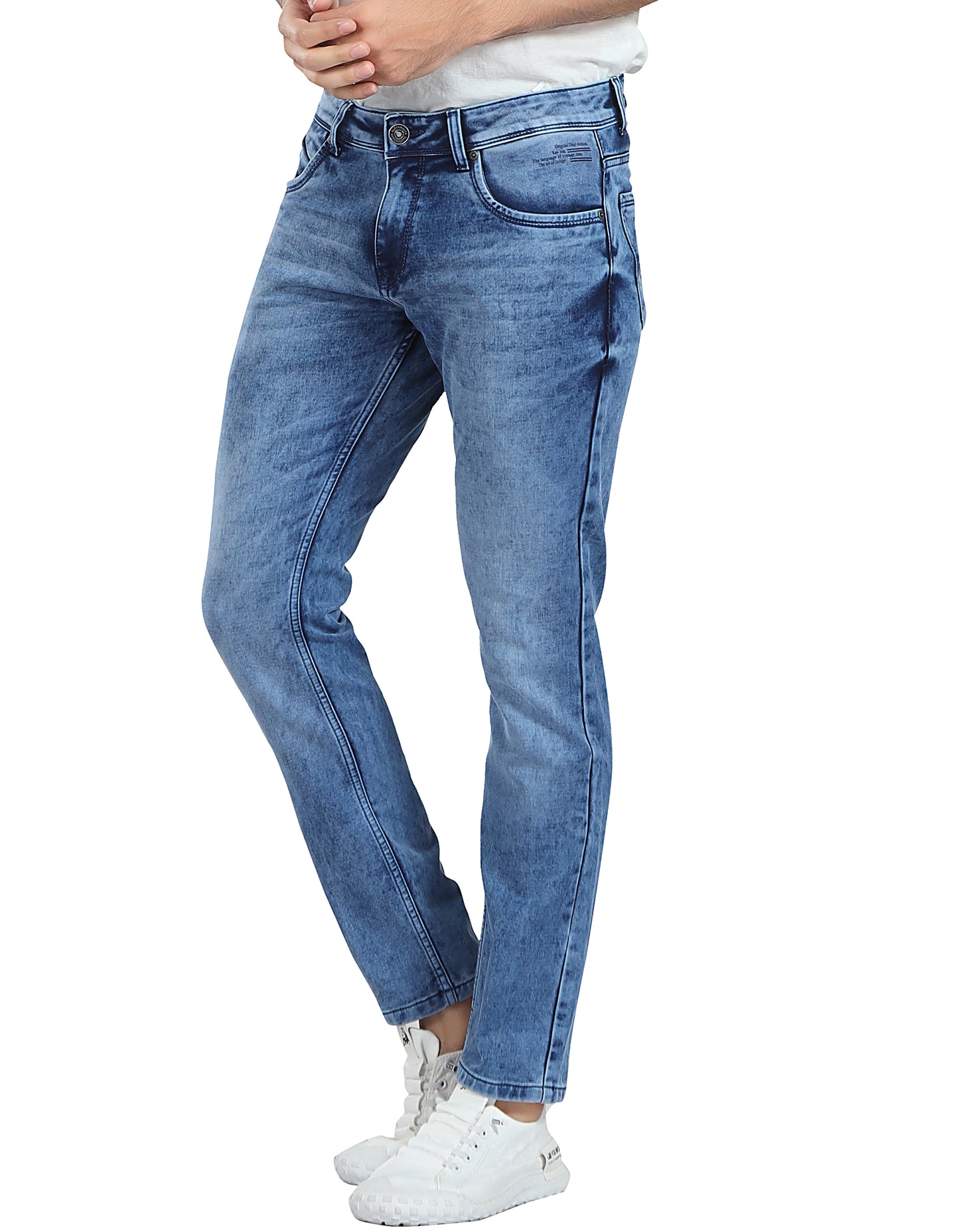 Men's Slim Fit Ankle Length Sky Blue Stretchable Denim Jeans 470