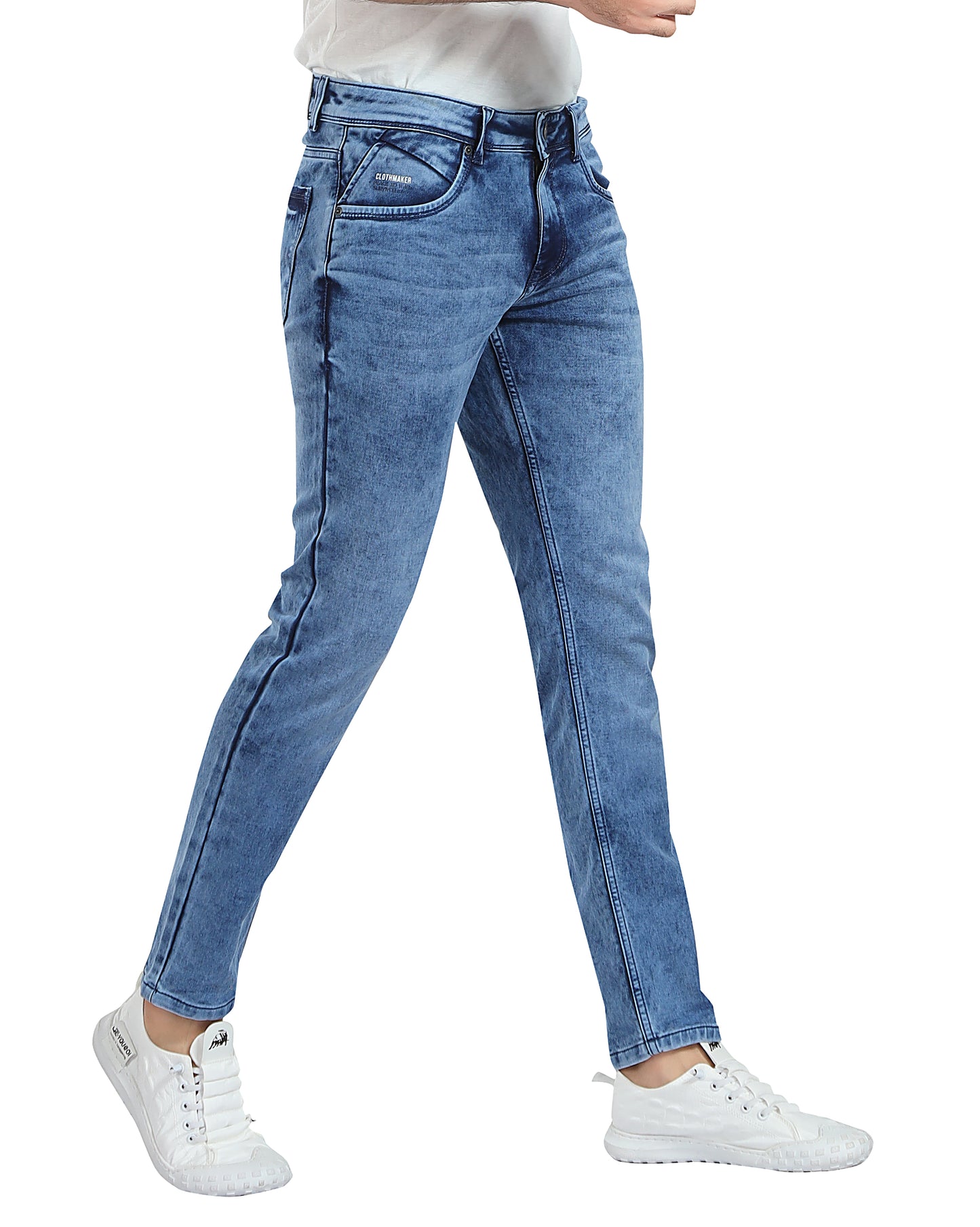 Men's Slim Fit Ankle Length Sky Blue Stretchable Denim Jeans 470