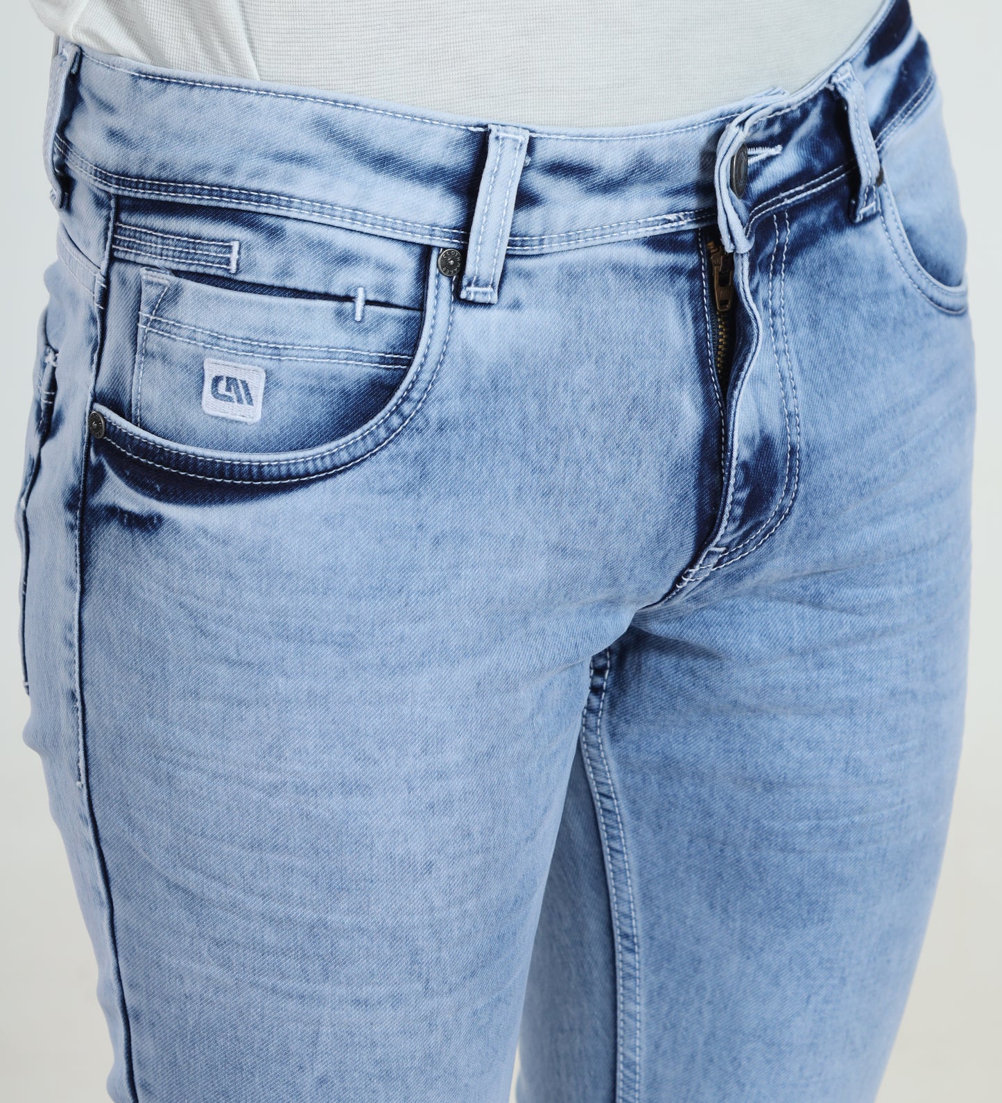 Men's Slim Fit Ankle Length Light Blue Stretchable Denim Jeans 472