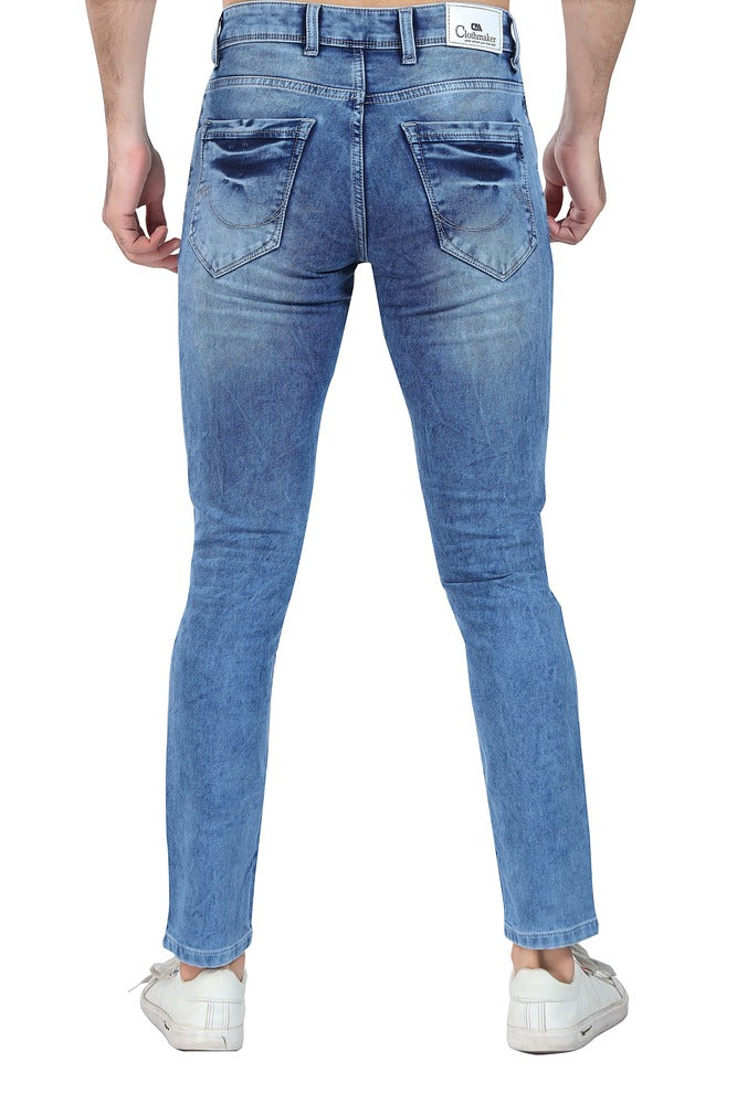 Men's Slim Fit Ankle Length Light Blue Stretchable Denim Jeans 458