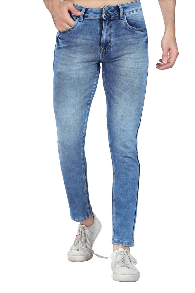 Men's Slim Fit Ankle Length Light Blue Stretchable Denim Jeans 458