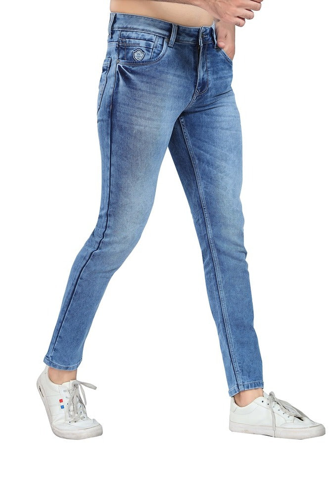 Men's Slim Fit Ankle Length Light Blue Stretchable Denim Jeans 458