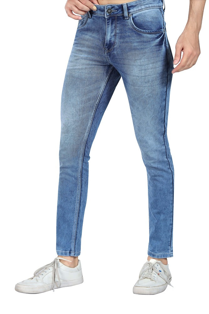 Men's Slim Fit Ankle Length Light Blue Stretchable Denim Jeans 458