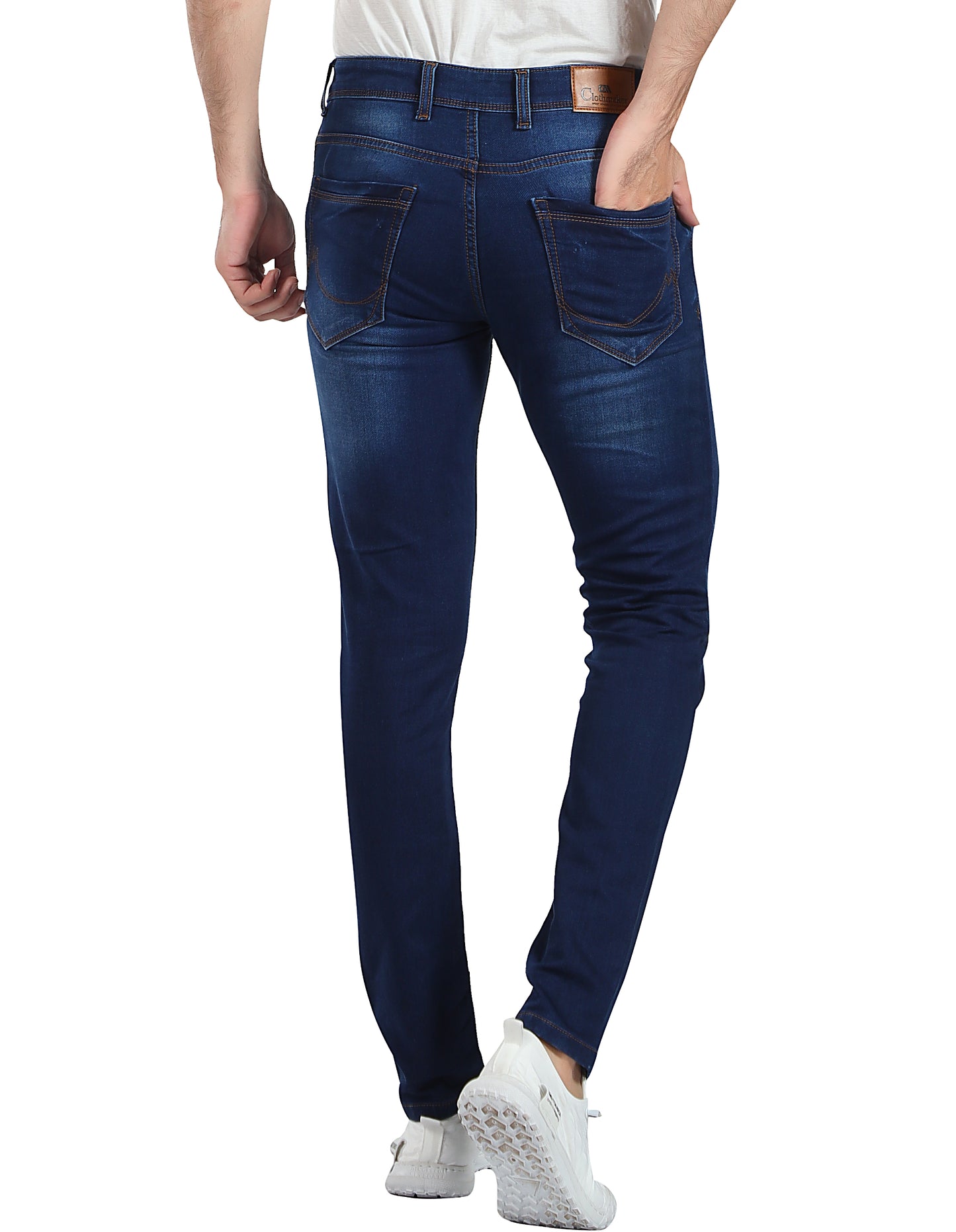 Men's Slim Fit Ankle Length Dark Blue Stretchable Denim Jeans 459