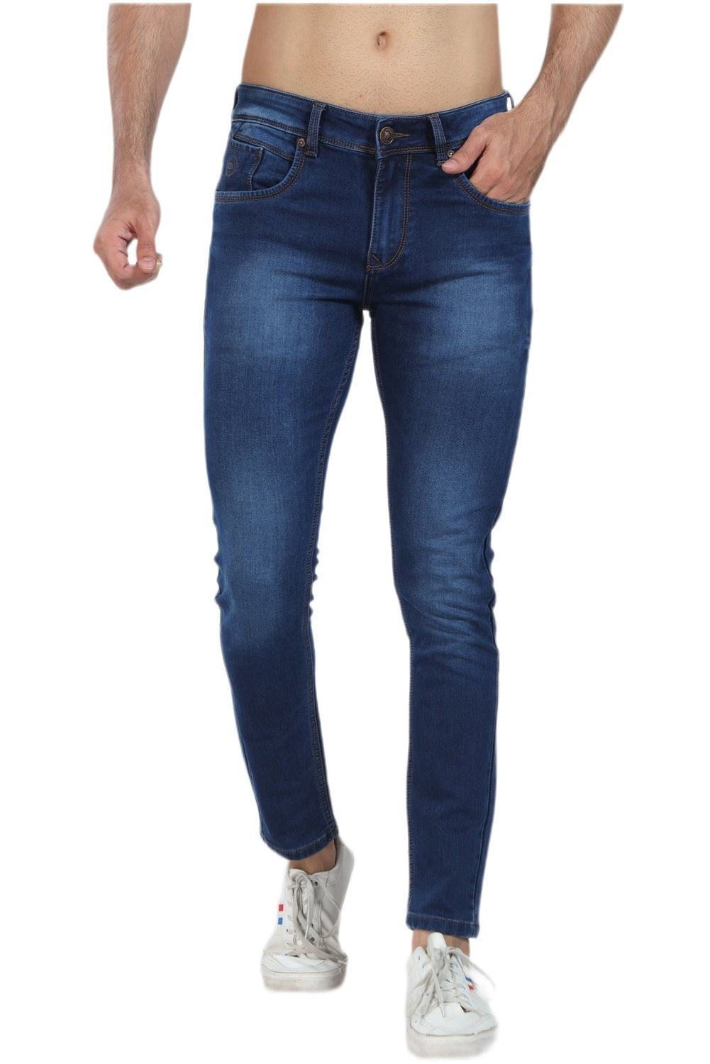 Men's Slim Fit Ankle Length Indigo Stretchable Denim Jeans 462