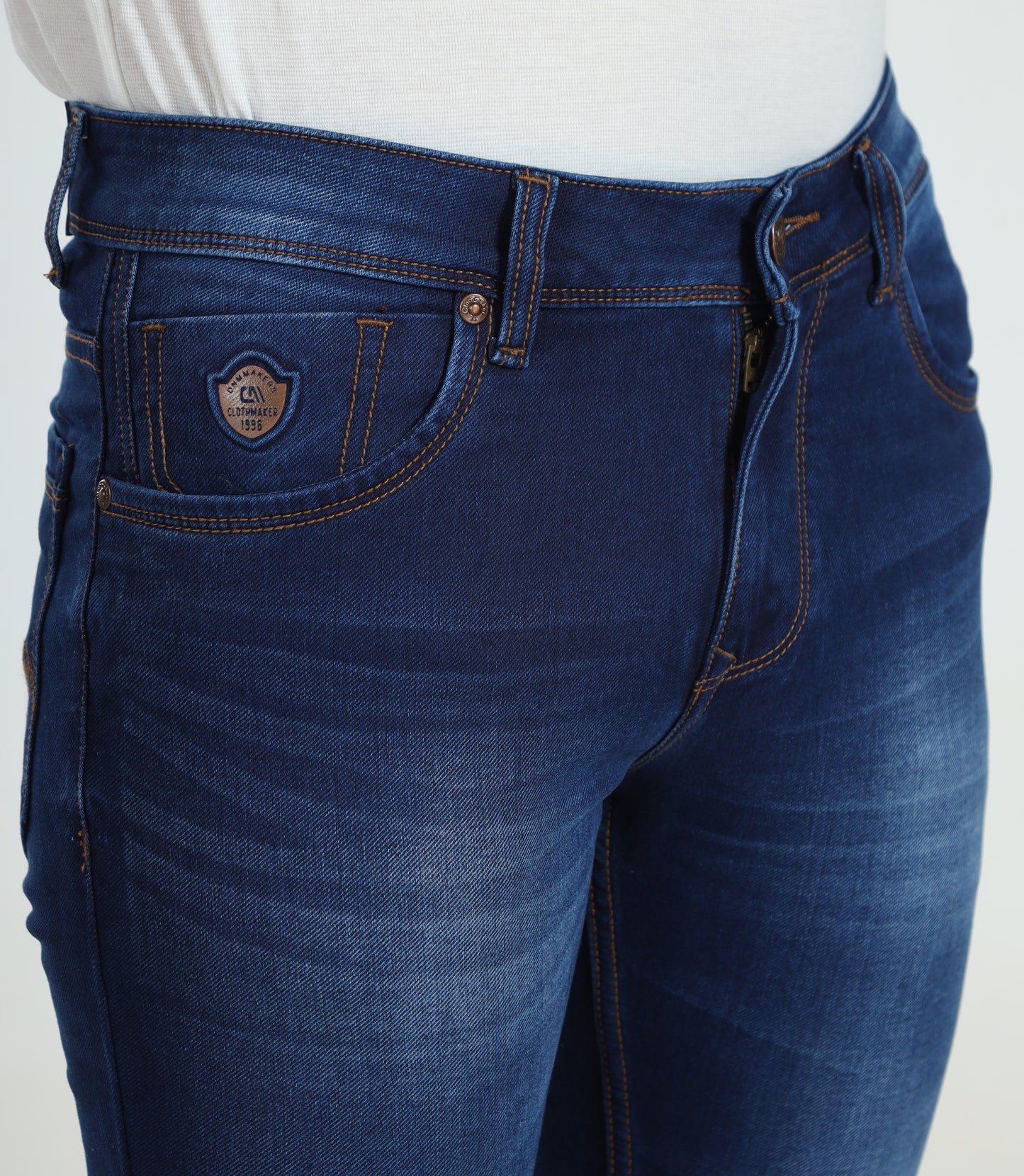 Men's Slim Fit Ankle Length Dark Blue Stretchable Denim Jeans 459