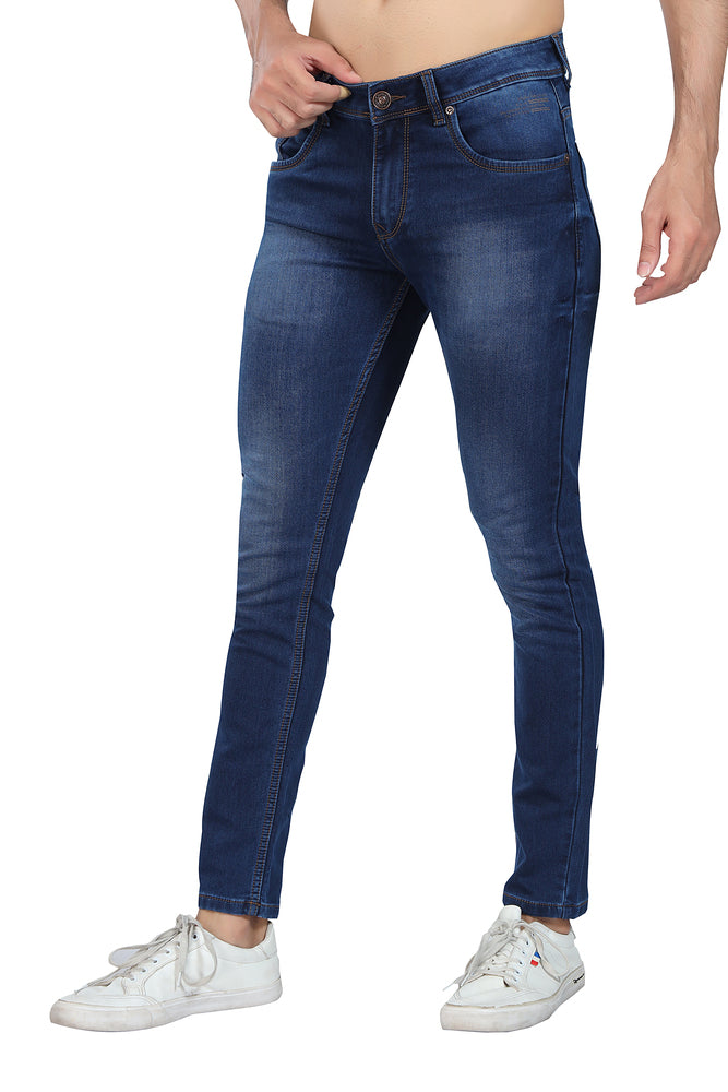 Men's Slim Fit Ankle Length Indigo Stretchable Denim Jeans 462