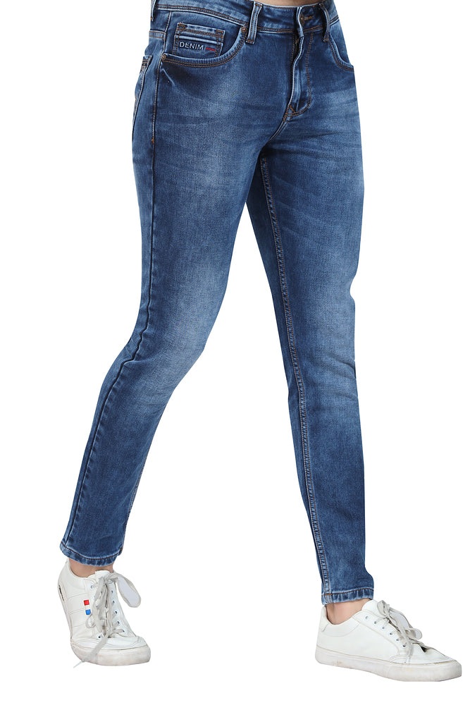 Men's Slim Fit Ankle Length Indigo Stretchable Denim Jeans 445