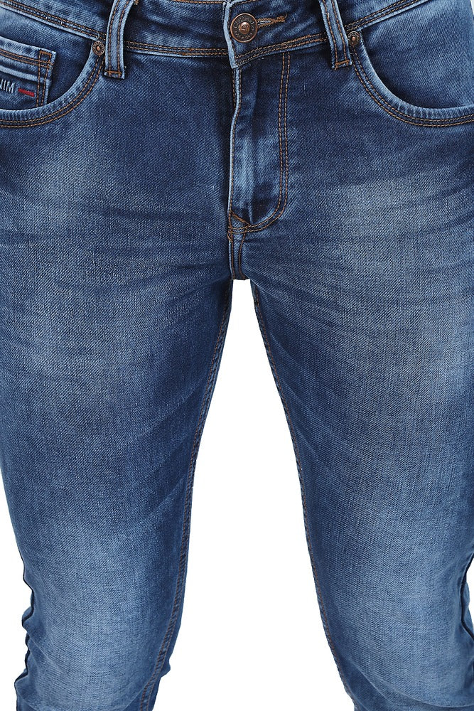Men's Slim Fit Ankle Length Indigo Stretchable Denim Jeans 445