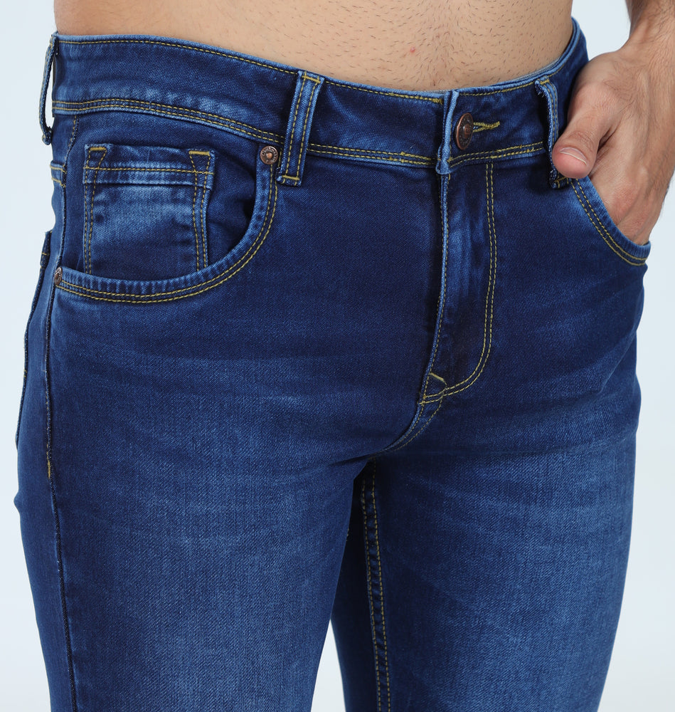 Men's Slim Fit Ankle Length Indigo Stretchable Denim Jeans 450