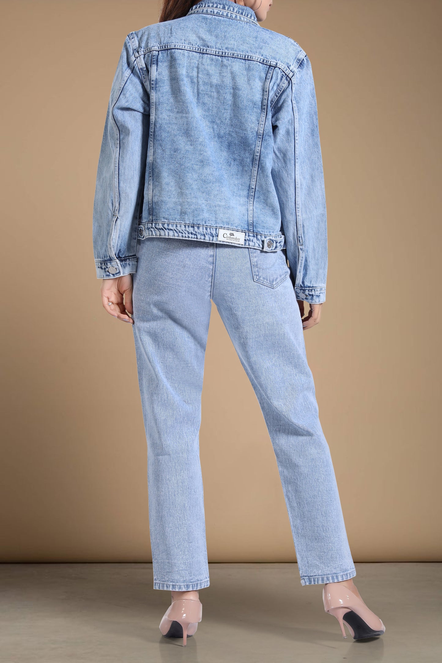 Clothmaker Women's LT Blue Denim Jacket - Non-Stretchable Classic Design, Stylish Outerwear for Everyday Casual Look, Durable Fabric, Perfect Fit 2001