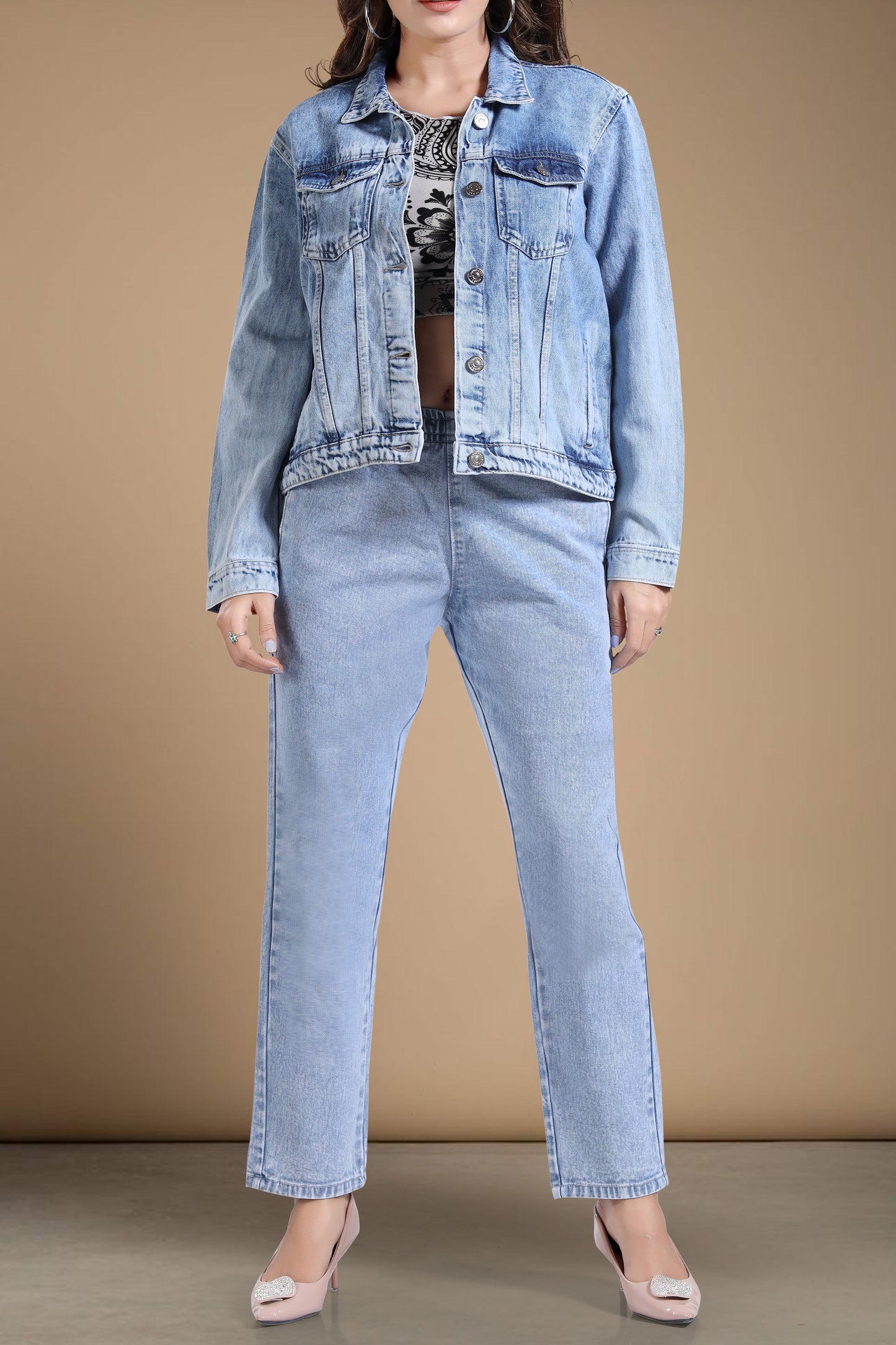 Clothmaker Women's LT Blue Denim Jacket - Non-Stretchable Classic Design, Stylish Outerwear for Everyday Casual Look, Durable Fabric, Perfect Fit 2001