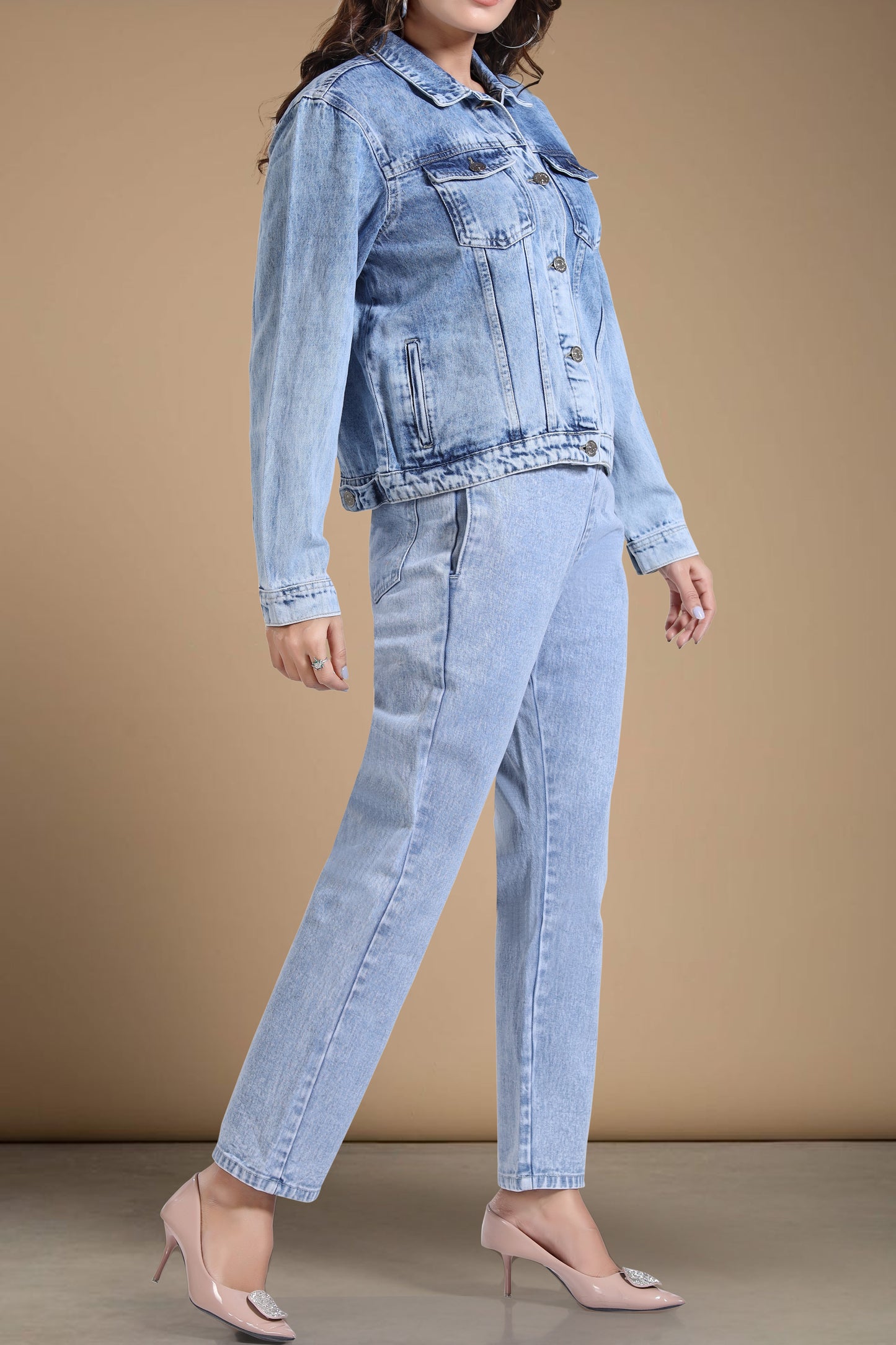 Clothmaker Women's LT Blue Denim Jacket - Non-Stretchable Classic Design, Stylish Outerwear for Everyday Casual Look, Durable Fabric, Perfect Fit 2001