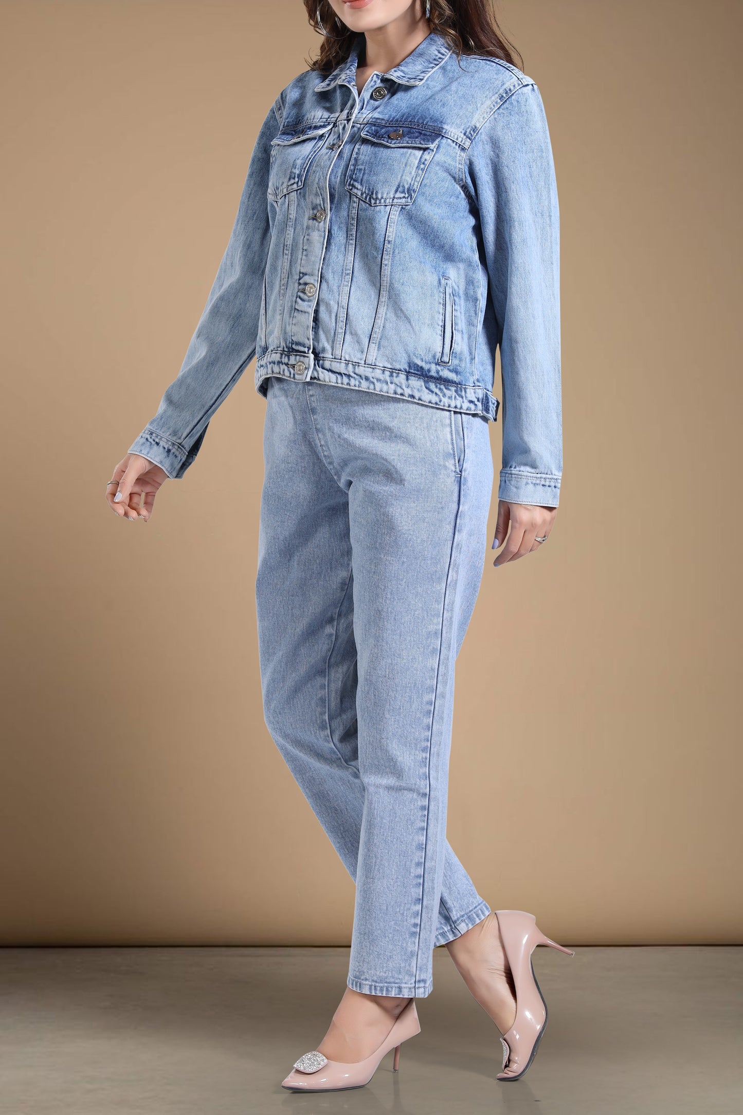 Clothmaker Women's LT Blue Denim Jacket - Non-Stretchable Classic Design, Stylish Outerwear for Everyday Casual Look, Durable Fabric, Perfect Fit 2001