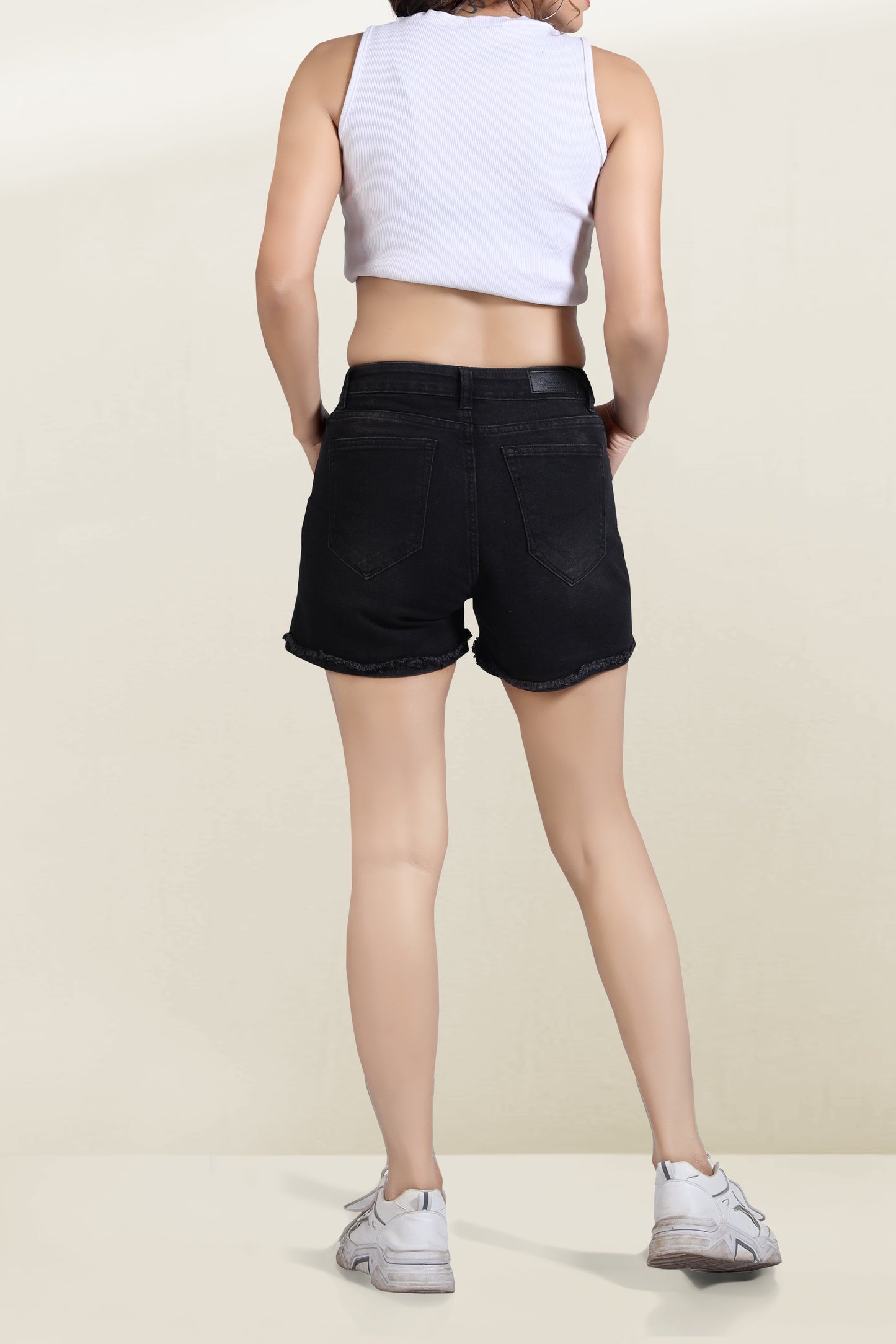 Clothmaker Women's Black Stretchable Denim Shorts - Stylish and Comfortable Shorts Fit, Perfect for Casual Wear, Trendy & Versatile 1041