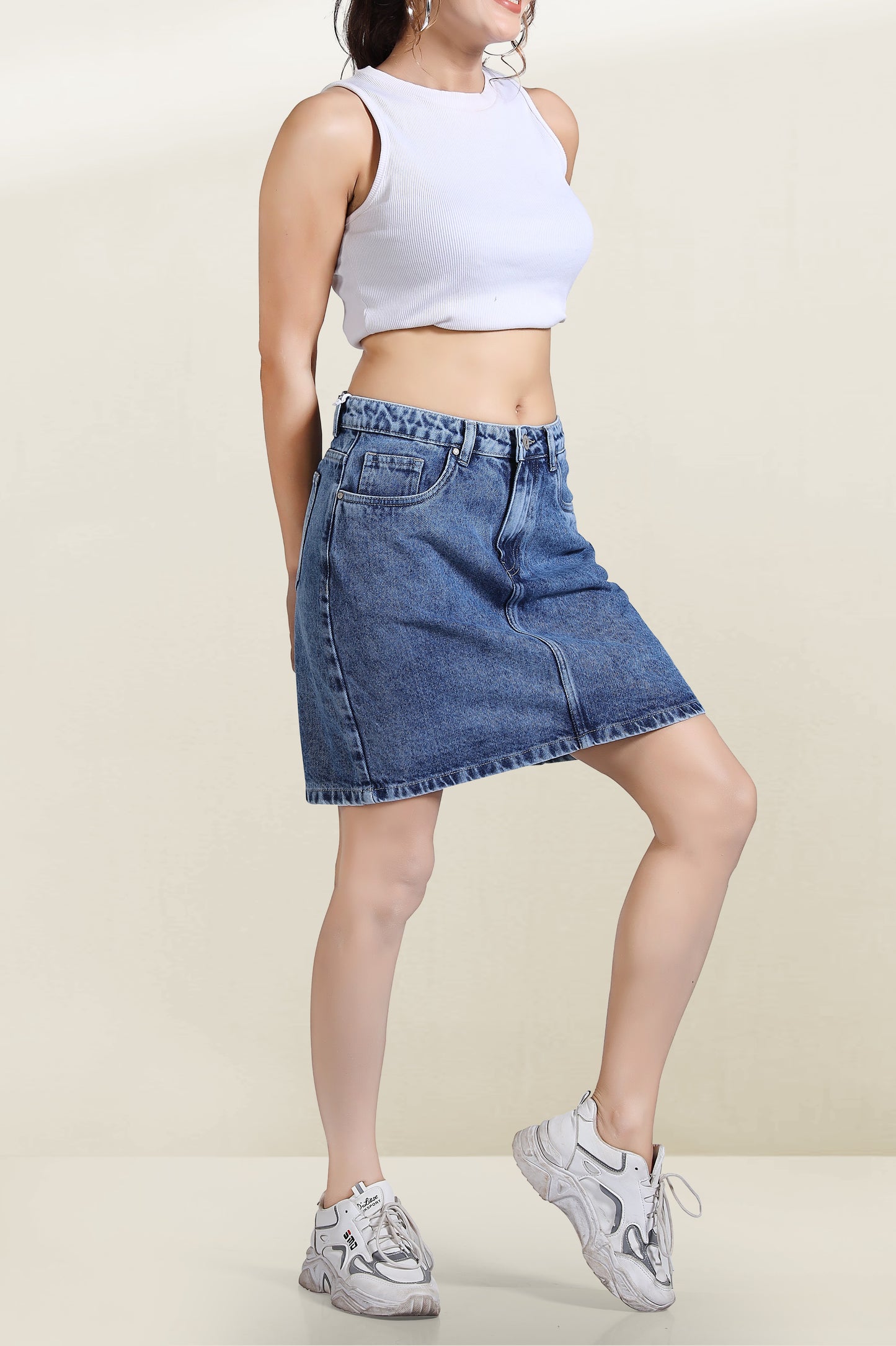 Clothmaker Women's Blue Denim Skirt - Non-Stretchable, Skirt Fit Design, Stylish & Comfortable Casual Wear for Everyday Look 1048