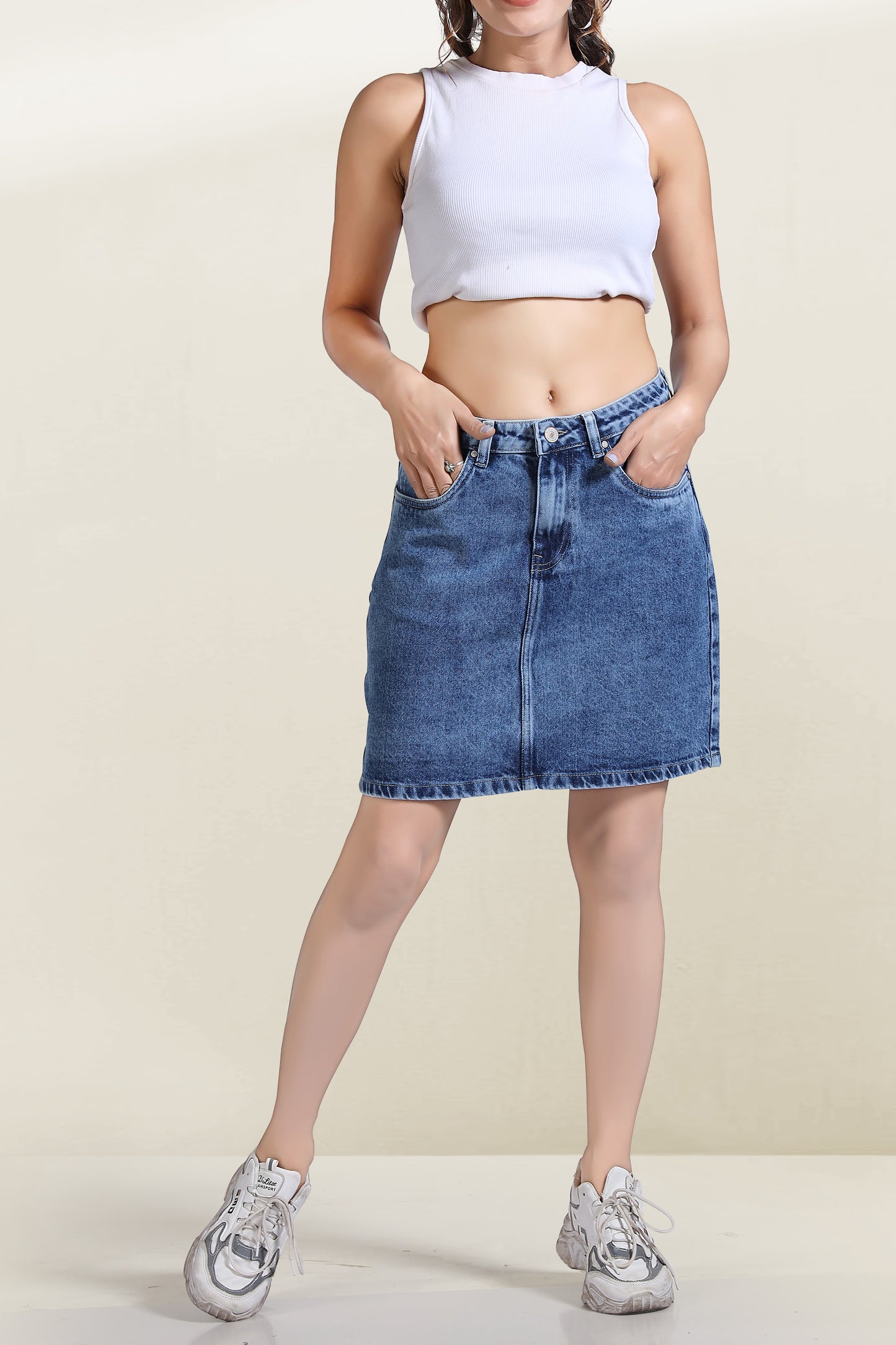 Clothmaker Women's Blue Denim Skirt - Non-Stretchable, Skirt Fit Design, Stylish & Comfortable Casual Wear for Everyday Look 1048