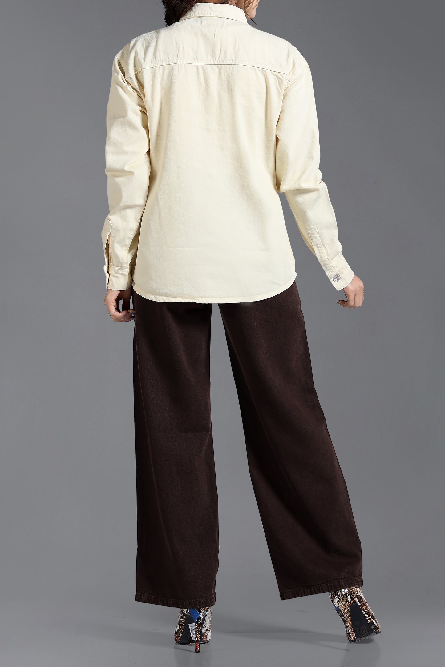 Clothmaker Women's Yellow Shacket - Non-Stretchable Denim, Stylish and Comfortable Outerwear, Perfect for Casual and Layered Looks 2007
