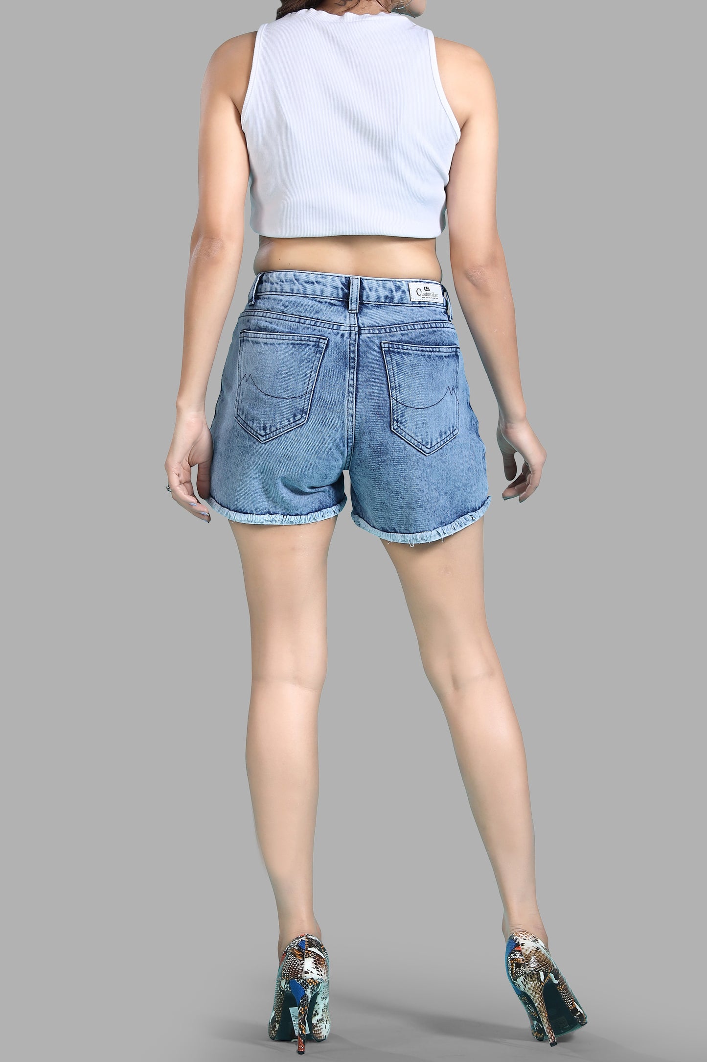 Clothmaker Women's Sky Blue Non-Stretchable Denim Shorts - Comfortable Short Fit for Casual Wear, Trendy & Stylish, Perfect for Summer 1047