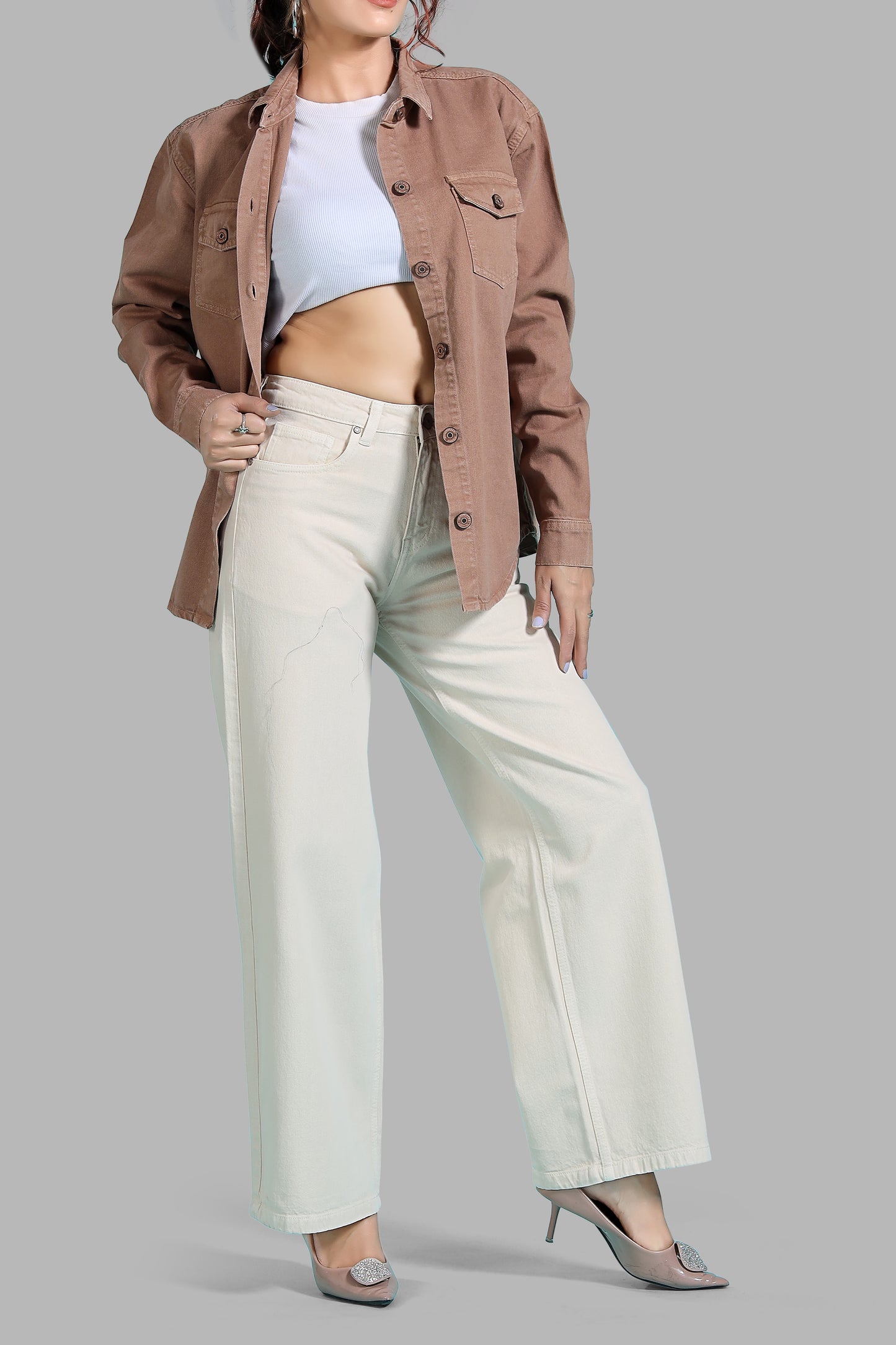 Clothmaker Women's Fawn Shacket - Non-Stretchable Denim, Stylish and Comfortable Outerwear, Perfect for Casual and Layered Looks 2008