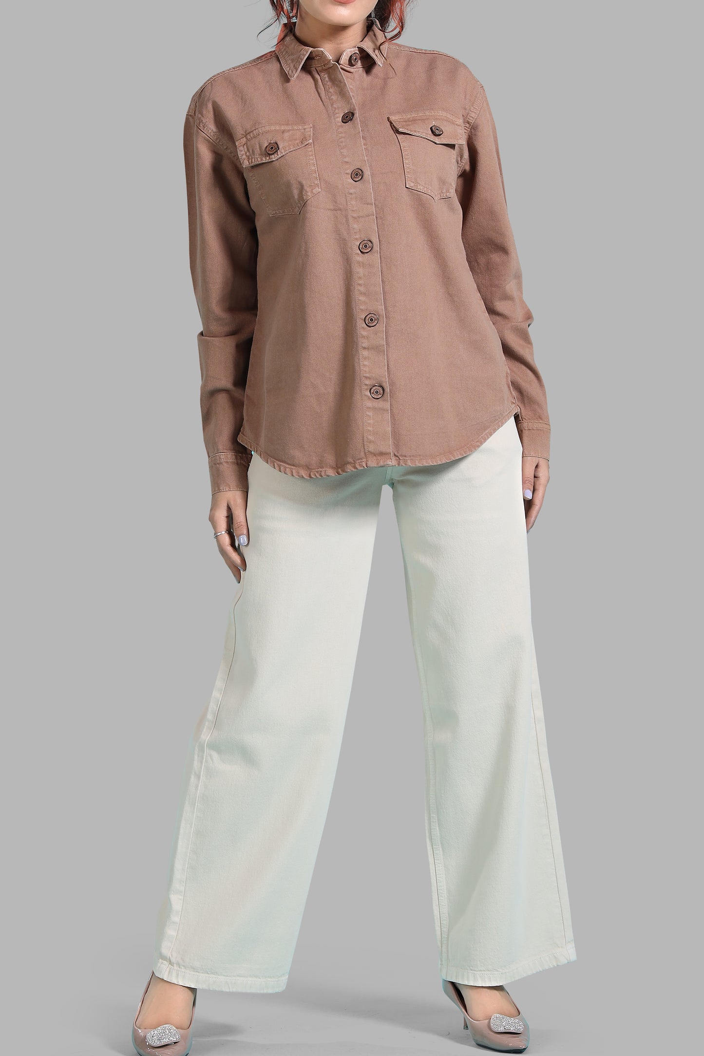 Clothmaker Women's Fawn Shacket - Non-Stretchable Denim, Stylish and Comfortable Outerwear, Perfect for Casual and Layered Looks 2008