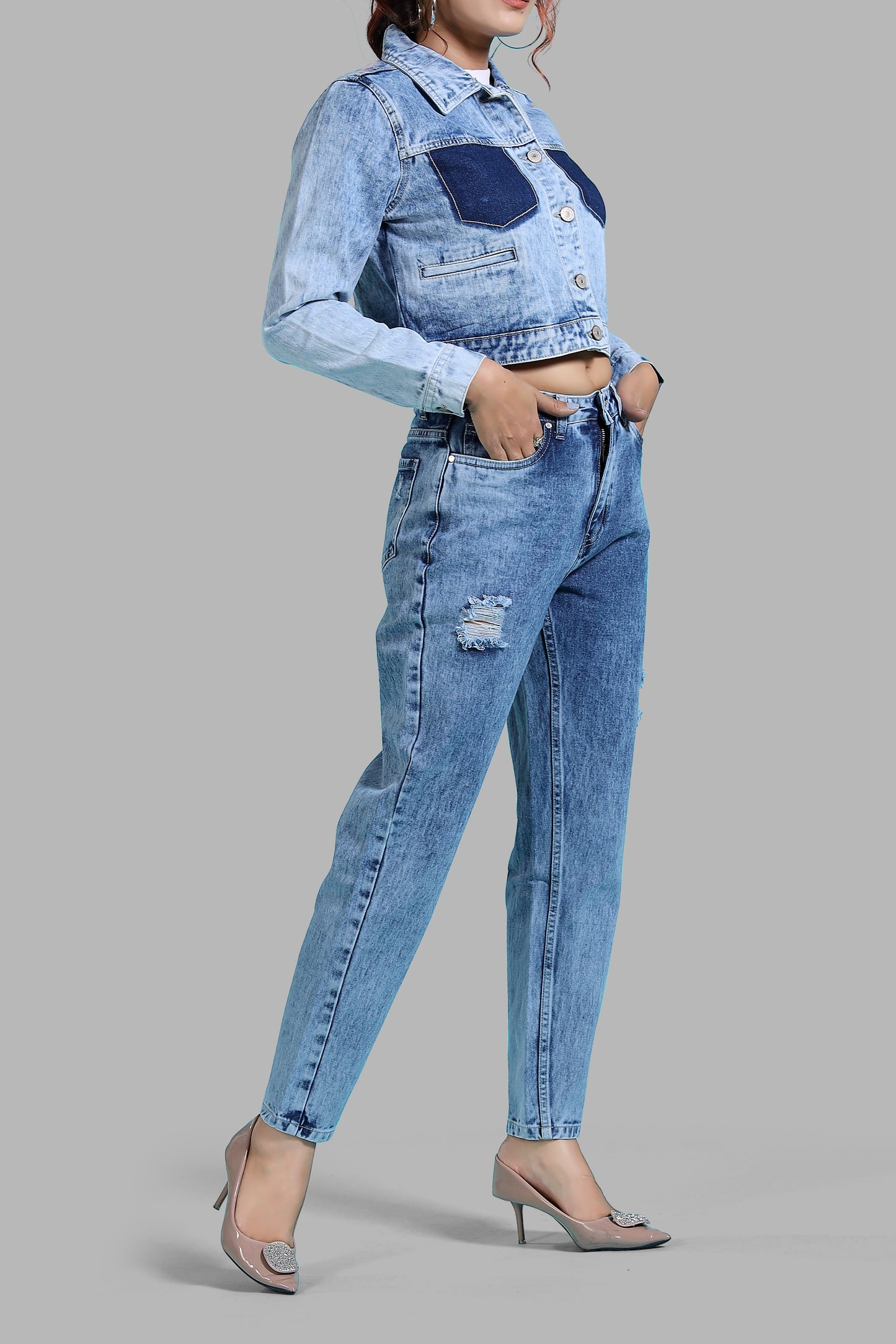 Clothmaker Women's Sky Blue Denim Jacket - Non-Stretchable Classic Design, Stylish Outerwear for Everyday Casual Look, Durable Fabric, Perfect Fit 2005