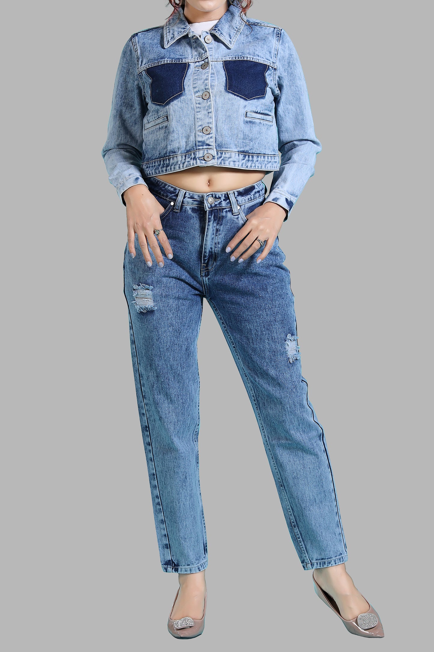 Clothmaker Women's Sky Blue Denim Jacket - Non-Stretchable Classic Design, Stylish Outerwear for Everyday Casual Look, Durable Fabric, Perfect Fit 2005
