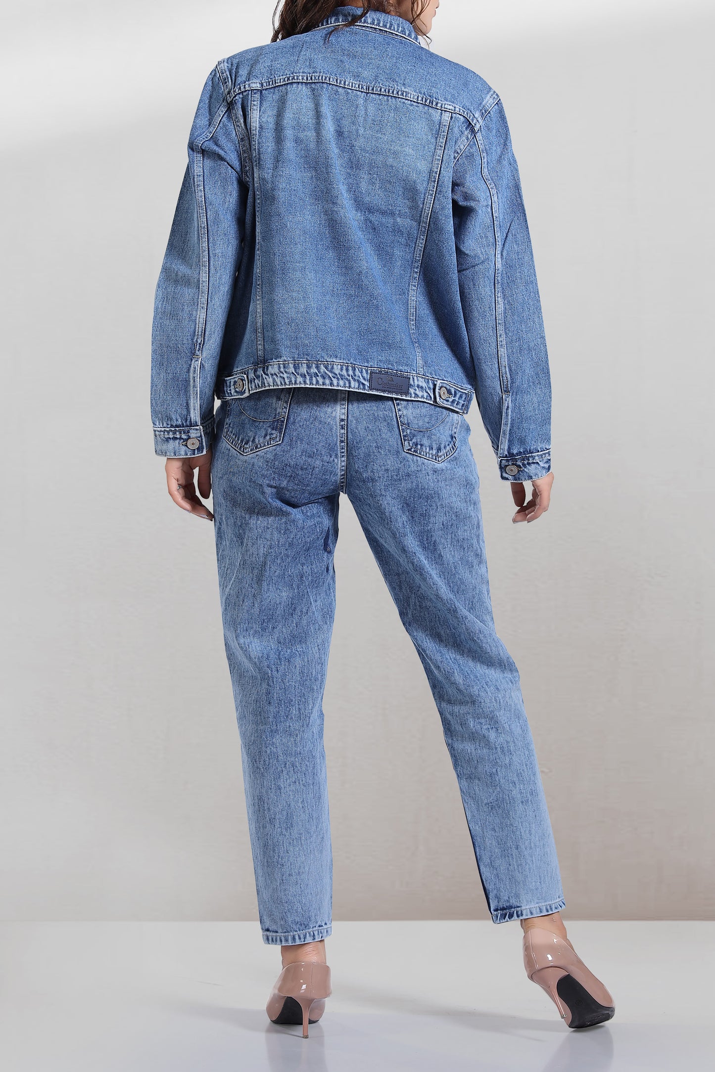 Clothmaker Women's Mid Stone Denim Jacket - Non-Stretchable Classic Design, Stylish Outerwear for Everyday Casual Look, Durable Fabric, Perfect Fit 2002