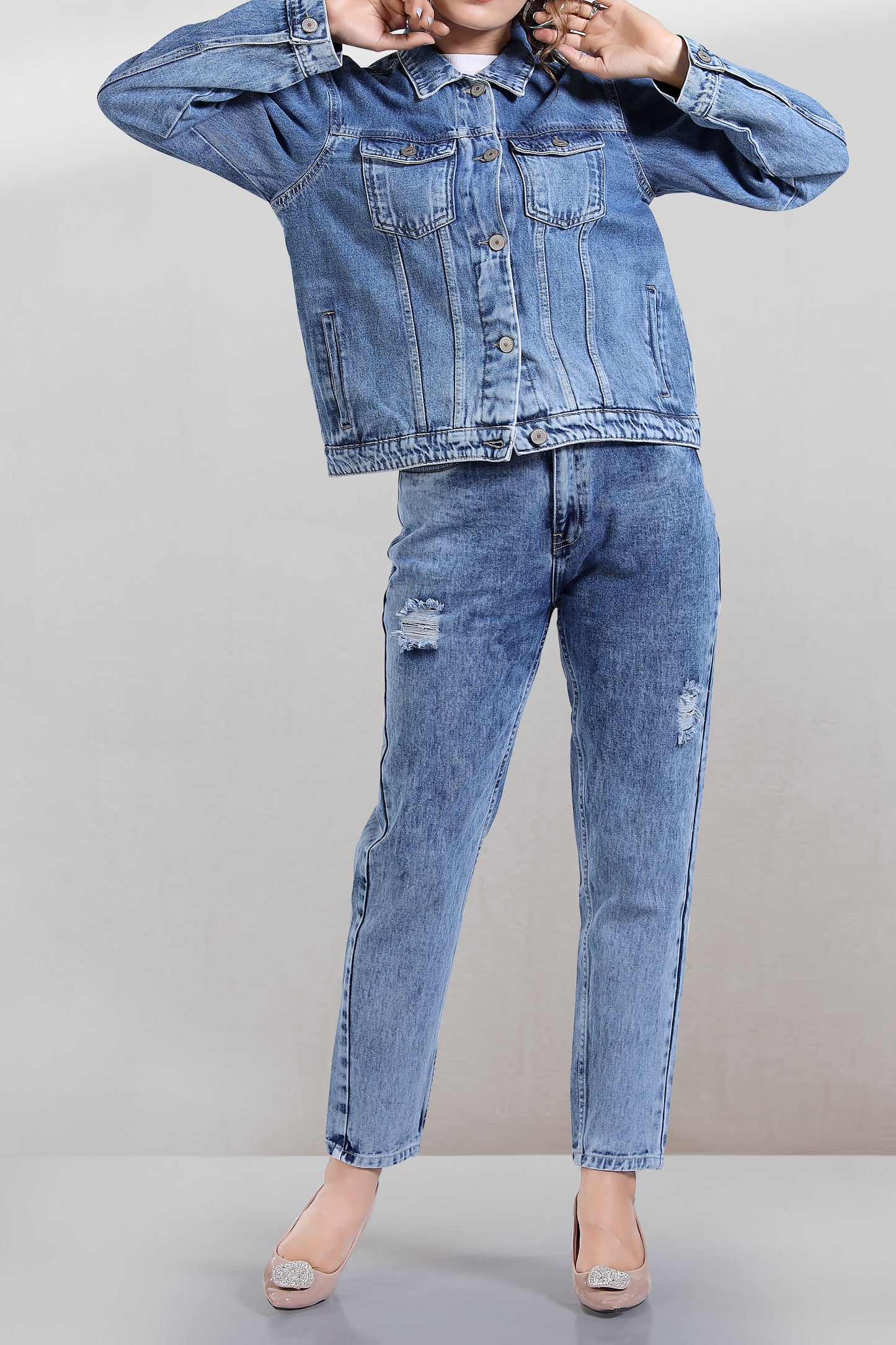 Clothmaker Women's Mid Stone Denim Jacket - Non-Stretchable Classic Design, Stylish Outerwear for Everyday Casual Look, Durable Fabric, Perfect Fit 2002