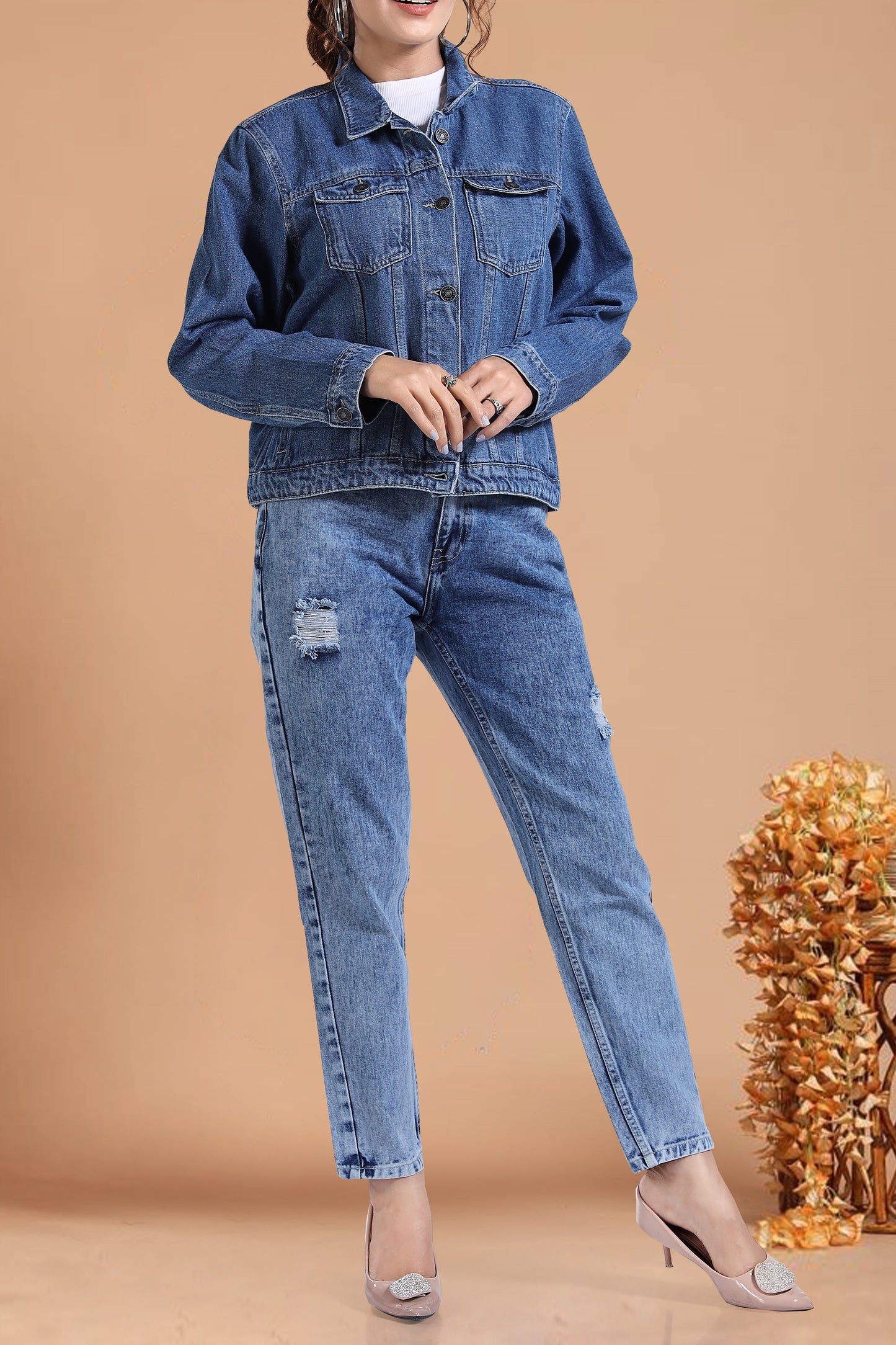 Clothmaker Women's Indigo Denim Jacket - Non-Stretchable Classic Design, Stylish Outerwear for Everyday Casual Look, Durable Fabric, Perfect Fit 2003
