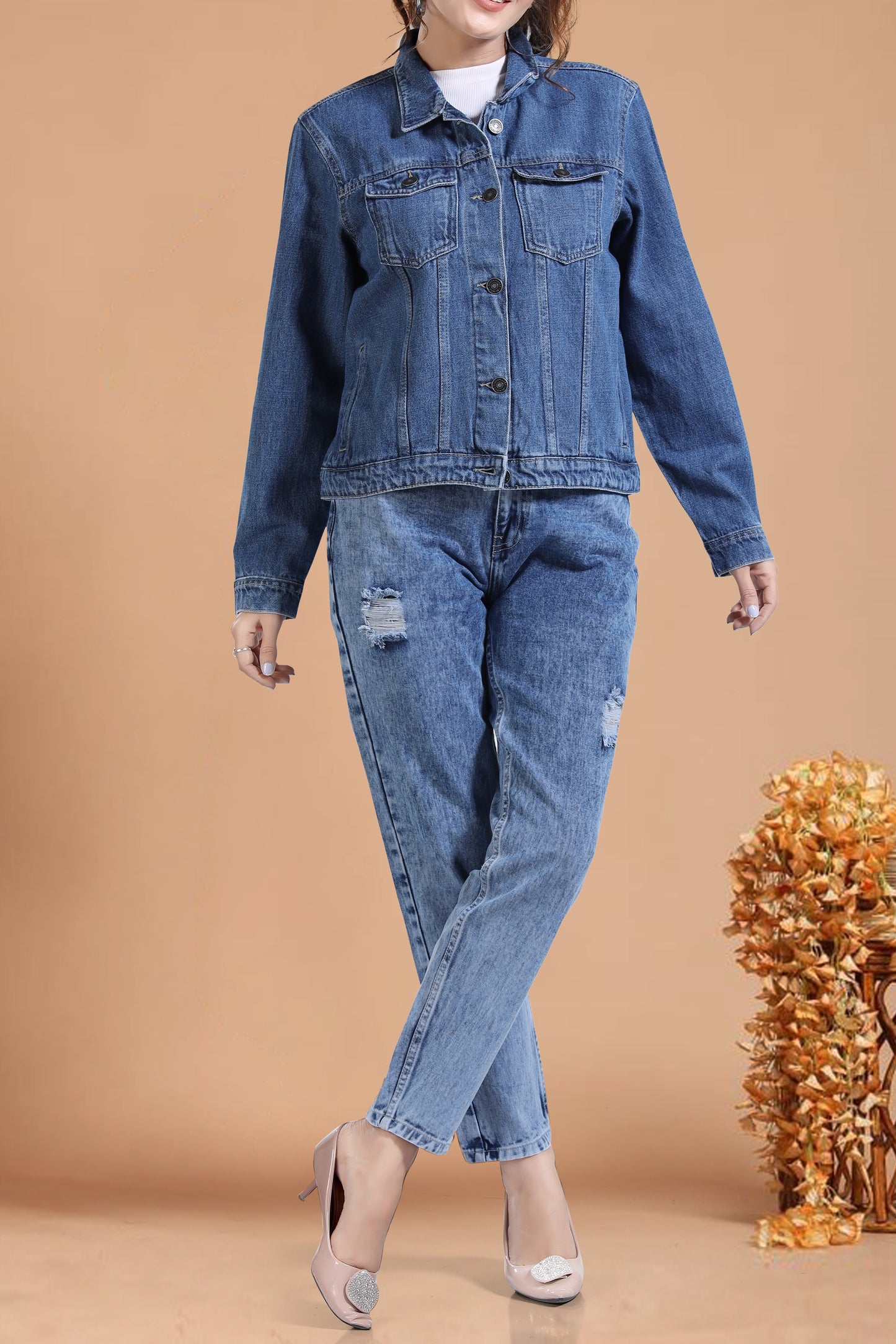 Clothmaker Women's Indigo Denim Jacket - Non-Stretchable Classic Design, Stylish Outerwear for Everyday Casual Look, Durable Fabric, Perfect Fit 2003