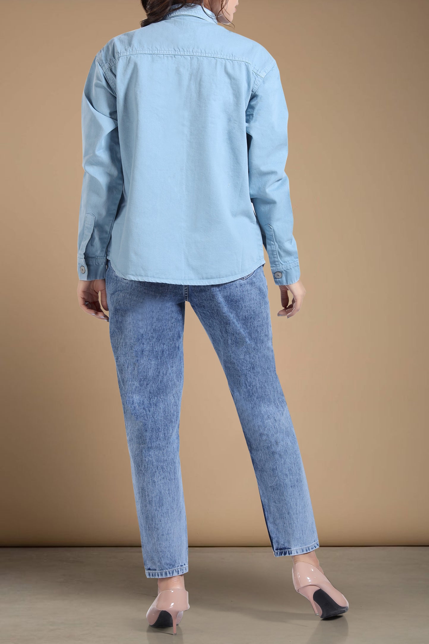 Clothmaker Women's Turkish Blue Shacket - Non-Stretchable Denim, Stylish and Comfortable Outerwear, Perfect for Casual and Layered Looks 2011