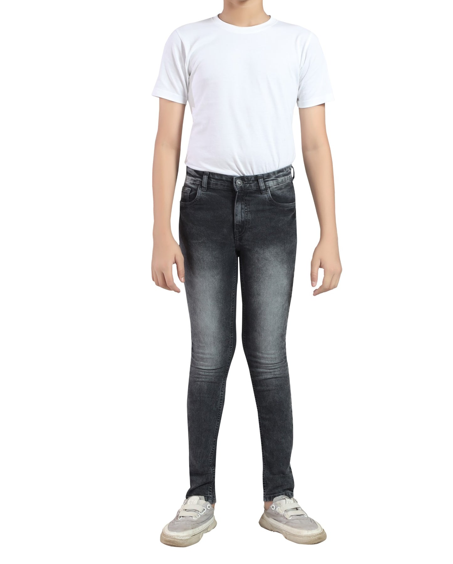 Boy's Slim Fit Stretch DK. Grey Denim Jeans 80-99% Cotton, 1% Elastic - Comfortable & Versatile Dark Gray Pants 3009
