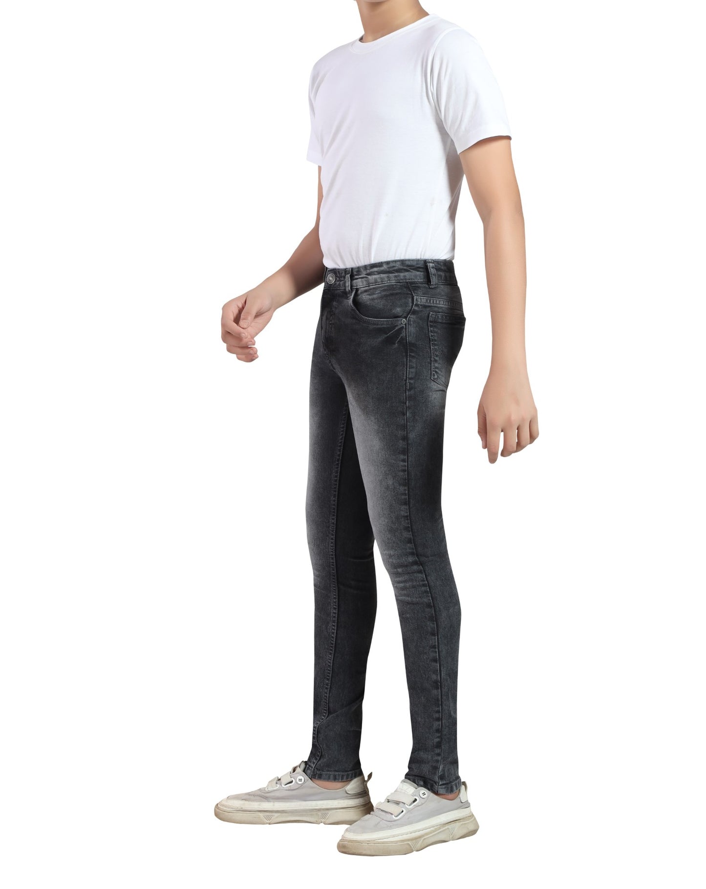 Boy's Slim Fit Stretch DK. Grey Denim Jeans 80-99% Cotton, 1% Elastic - Comfortable & Versatile Dark Gray Pants 3009