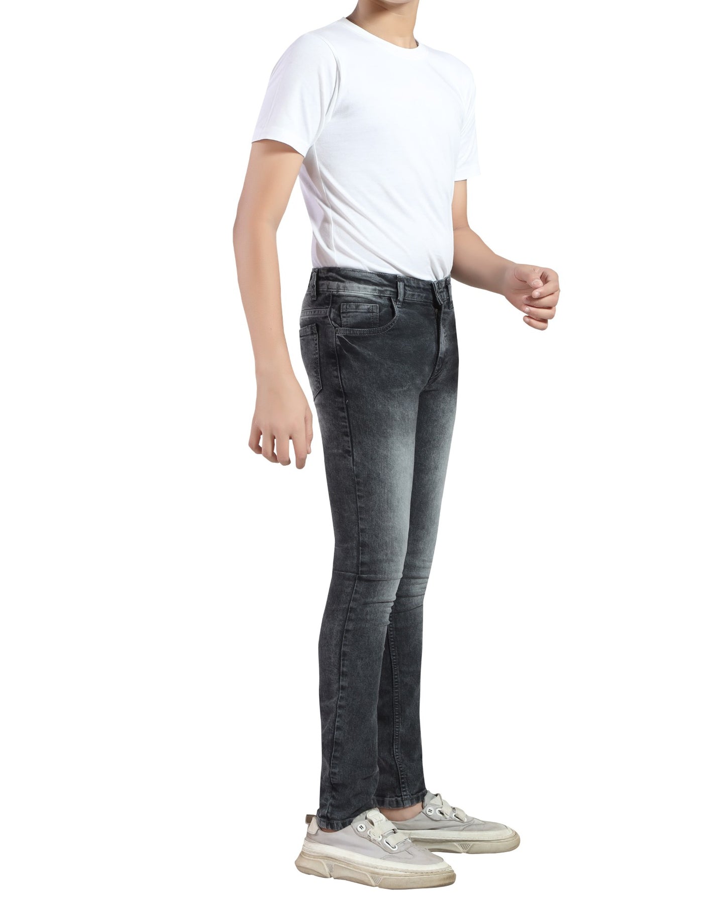 Boy's Slim Fit Stretch DK. Grey Denim Jeans 80-99% Cotton, 1% Elastic - Comfortable & Versatile Dark Gray Pants 3009